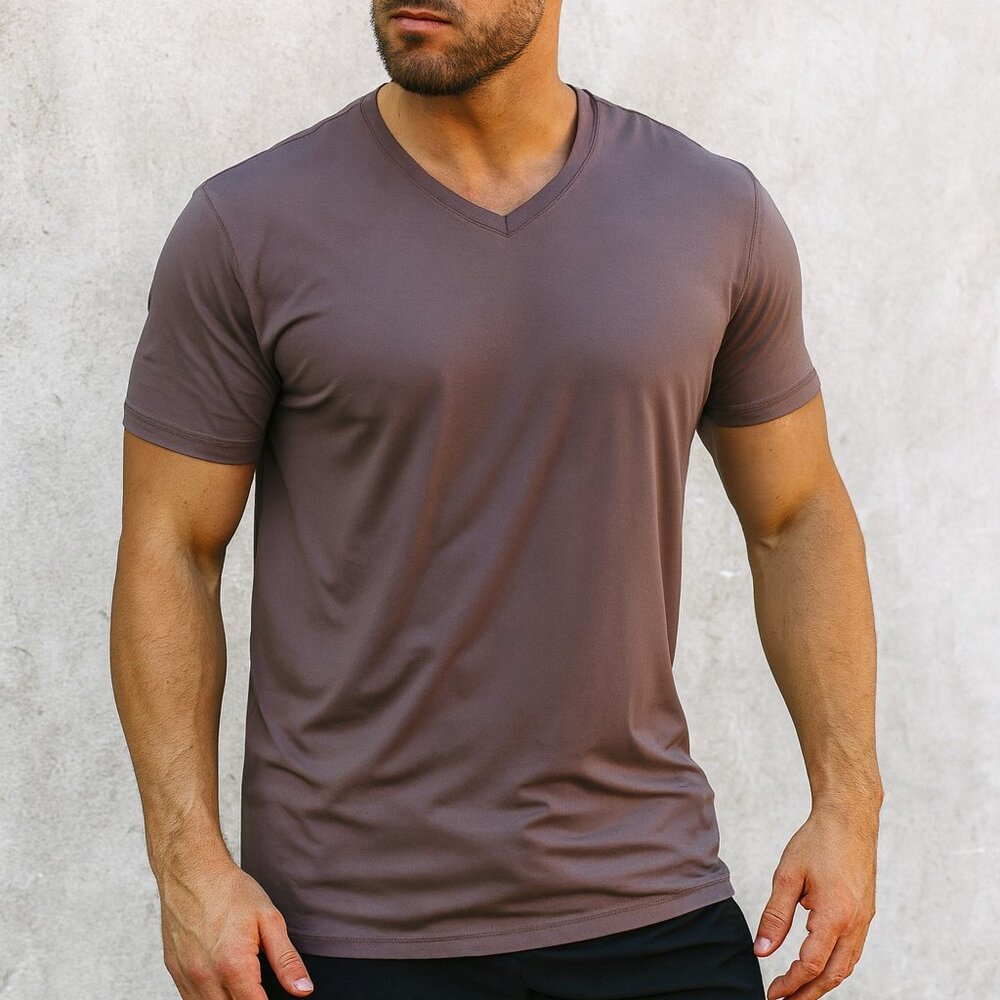 NWT Men's 90 Degree by Reflex Classic V Neck Stretchy Fitted Tee Shirt